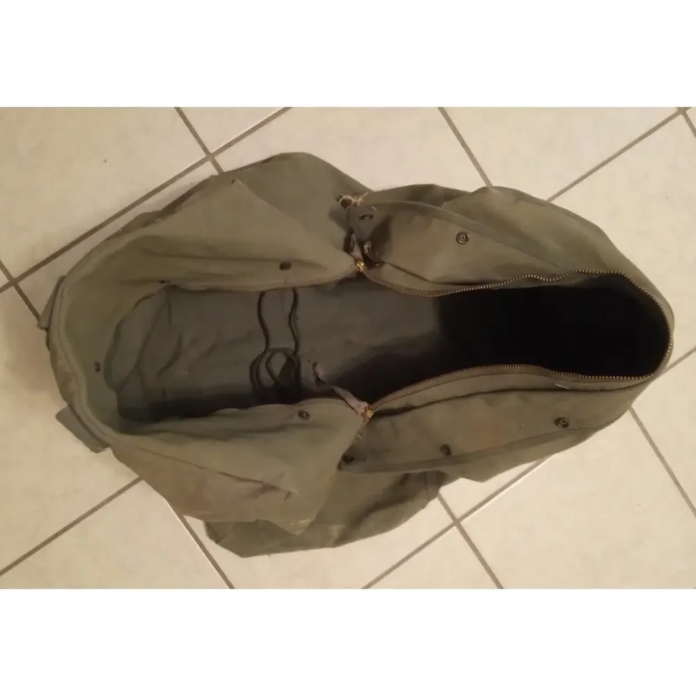 Vintage 1963 US Military Flyers Kit Bag Olive Drab Canvas Aviator Duffle Bag